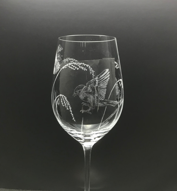 秋の実り　稲穂雀　大吟醸クリスタルグラス　日本酒　酒器 5枚目の画像