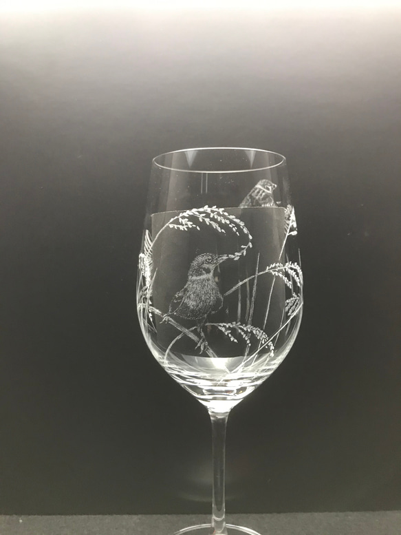 秋の実り　稲穂雀　大吟醸クリスタルグラス　日本酒　酒器 6枚目の画像