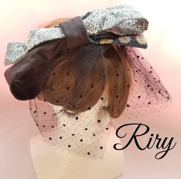 1点限りセール】黒ベルベット&パイソン&ネイビー&チュール☆個性的髪