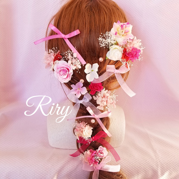 ヘッドドレス～ローズのホワイトstyle～ 髪飾り ドライフラワー ヘッドドレス～ローズのホワイトstyle～ 髪飾り ドライフラワー ヘッド