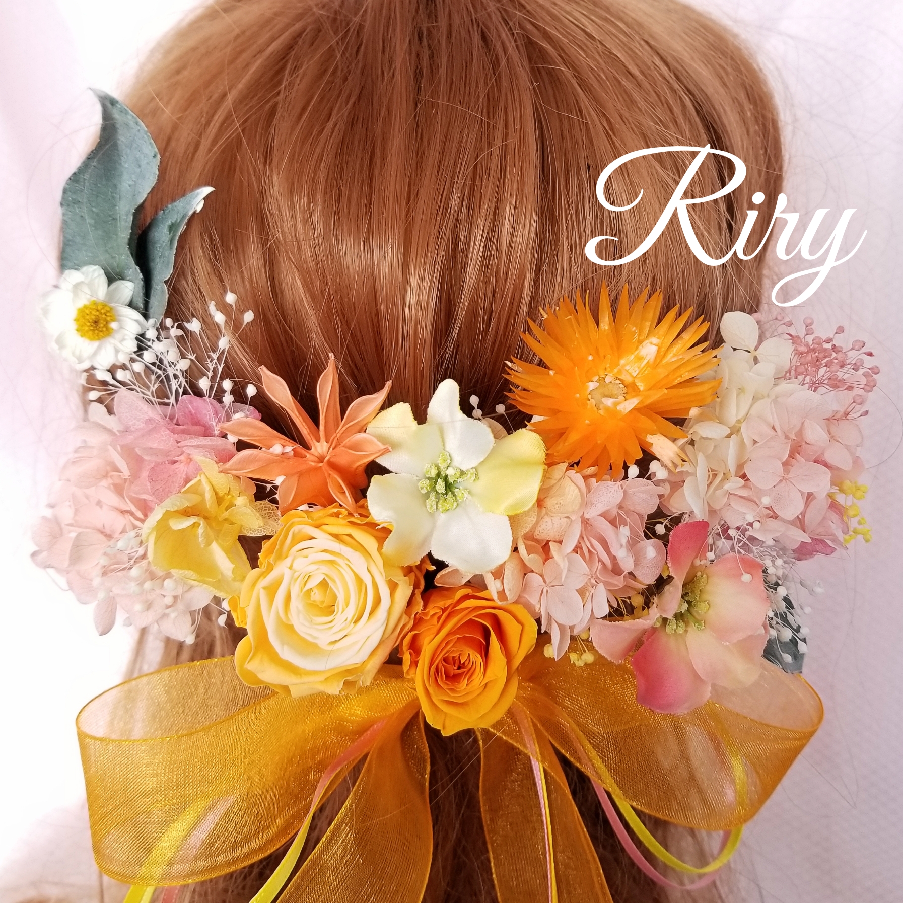 オレンジ　イエロー　髪飾り　ヘッドドレス