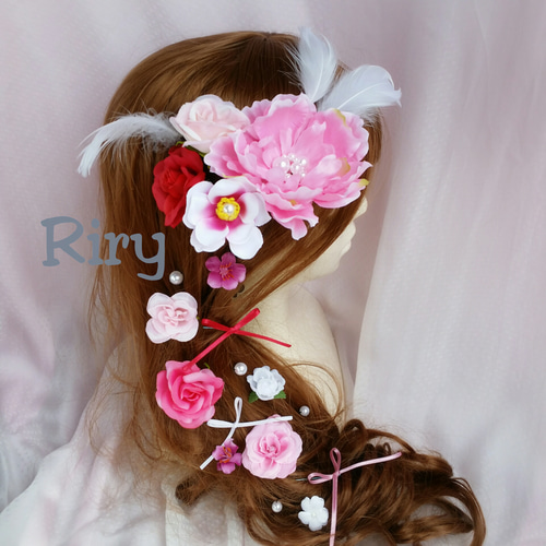 ヘッドドレス♡ラプンツェルハーフアップ髪飾り♡紫の通販 by