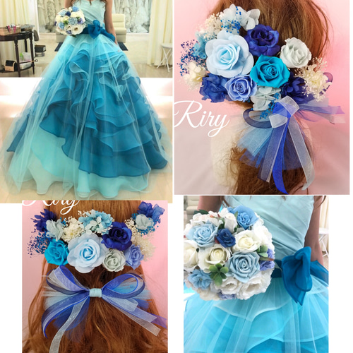 ゴージャスなカラードレス☆彡お花たくさん/M ゴージャスなカラードレス☆彡お花たくさん/パニエプレゼント