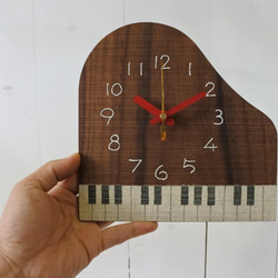 【ふふき様の専用ページ】ピアノの時計 M　ウォールナット材 4枚目の画像