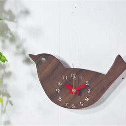 コトリの時計　ウォールナット材　 1枚目の画像