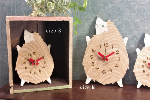 【再販】ハリネズミの時計Ｓ　壁掛け時計　置き時計 3枚目の画像