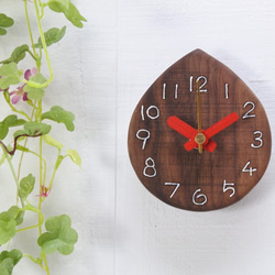 【再販】ドロップの時計　ウォールナット材　小さい時計　壁掛け時計 5枚目の画像