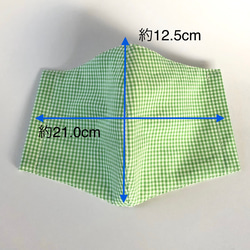 接触冷感素材対応　きみどり色　小さいギンガムチェック　大人用立体マスク　グリーンイエロー 5枚目の画像