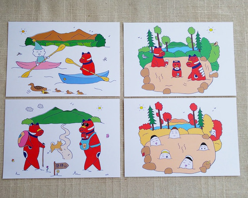 赤べこ&小法師おばけの創作作品☆F3サイズ