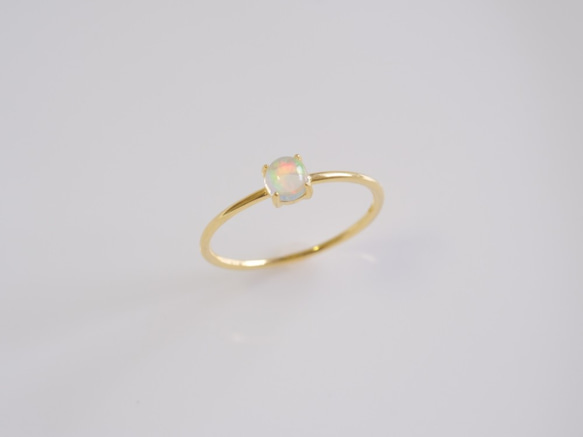 10月誕生石 opal lítið ring：オパール 一粒プチリング　18KGP　11号 8枚目の画像