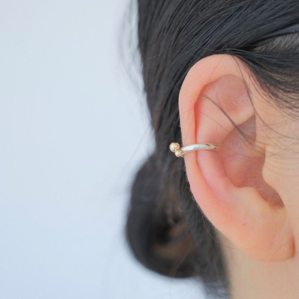 K10YG×Silver　コンビイヤーカフ  lítið froðu ear cuff　シルバー　10金