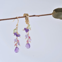 Amethyst×peridot×ruby earring：アメジスト×ルビー×ペリドット　イヤリング　ピアス 5枚目の画像