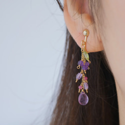 Amethyst×peridot×ruby earring：アメジスト×ルビー×ペリドット　イヤリング　ピアス 4枚目の画像