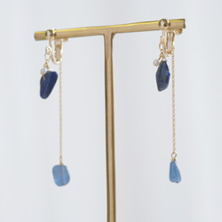 Lapis lazuli×Kyanite× earring：ラピスラズリ×カイヤナイト　イヤリング ピアス 天然石ブルー 7枚目の画像