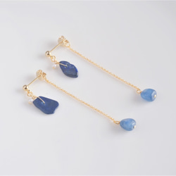 Lapis lazuli×Kyanite× earring：ラピスラズリ×カイヤナイト　イヤリング ピアス 天然石ブルー 3枚目の画像