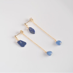 Lapis lazuli×Kyanite× earring：ラピスラズリ×カイヤナイト　イヤリング ピアス 天然石ブルー 9枚目の画像