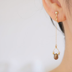 Hnetur earrings：ブロンズパール　ライスパール　ピアス　イヤリング　ロング 5枚目の画像