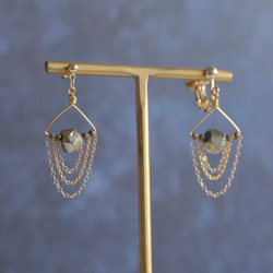 pyrite earrings：パイライト　ピアス　イヤリング　チェーン 3枚目の画像