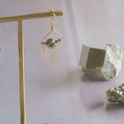 pyrite earrings：パイライト　ピアス　イヤリング　チェーン 6枚目の画像