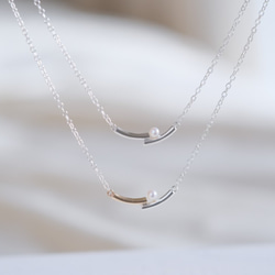K10YG×silver925　lítið perla necklace2：ベビーパールネックレス　シルバー×ゴールド 3枚目の画像