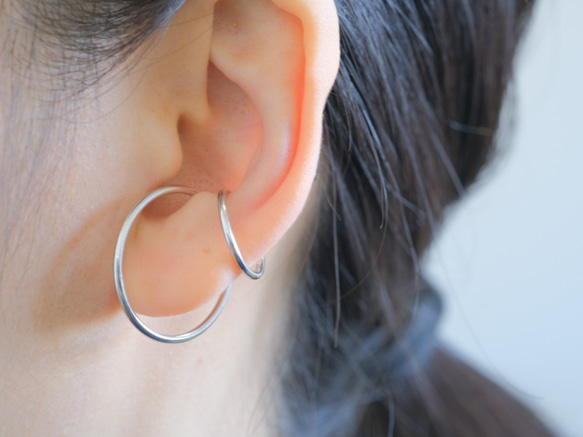 シルバーTvöfalt ear cuff：２連デザイン　イヤーカフ silver925 2枚目の画像