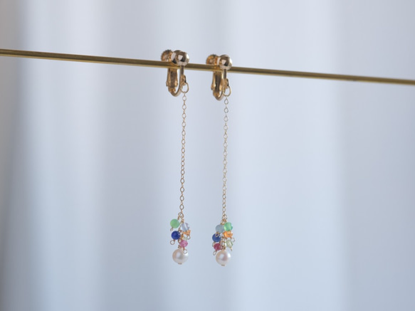 partí earring：パール×天然石カラフル　ピアス・イヤリング 3枚目の画像