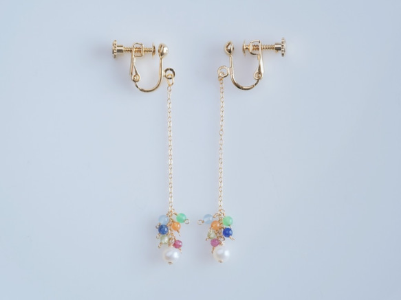 partí earring：パール×天然石カラフル　ピアス・イヤリング 4枚目の画像