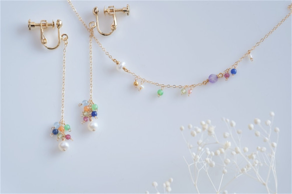 partí earring：パール×天然石カラフル　ピアス・イヤリング 10枚目の画像