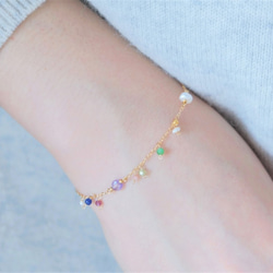 partí bracelet：パール×天然石カラフル　ブレスレット 5枚目の画像