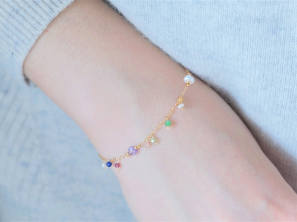 partí bracelet：パール×天然石カラフル　ブレスレット 5枚目の画像