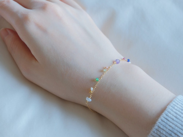 partí bracelet：パール×天然石カラフル　ブレスレット 7枚目の画像