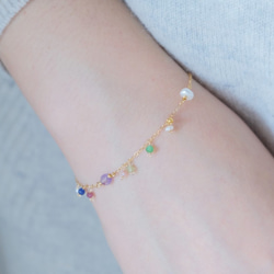 partí earring＆bracelet gift set：パール×天然石　ピアス・イヤリング＆ブレスレットセット 8枚目の画像