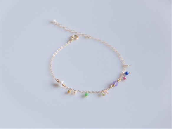 partí earring＆bracelet gift set：パール×天然石　ピアス・イヤリング＆ブレスレットセット 6枚目の画像