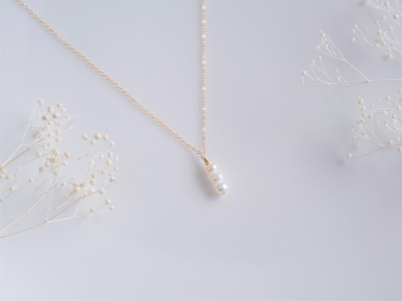 Þreföld perla necklace：３連淡水パールネックレス 3枚目の画像