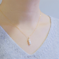 Þreföld perla necklace：３連淡水パールネックレス 5枚目の画像