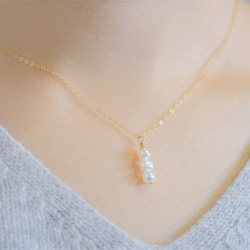 Þreföld perla necklace：３連淡水パールネックレス 8枚目の画像