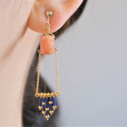 Tapestry earrings:サンストーン×ラピスラズリ　天然石ピアス・イヤリング 7枚目の画像