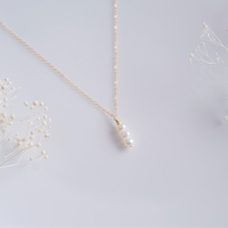 Þreföld perla necklace＆earring set：パールネックレス＆ピアス・イヤリングセット 3枚目の画像