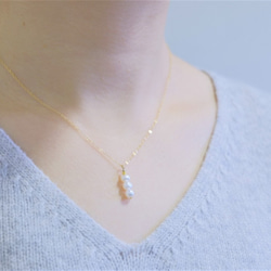 Þreföld perla necklace＆earring set：パールネックレス＆ピアス・イヤリングセット 5枚目の画像