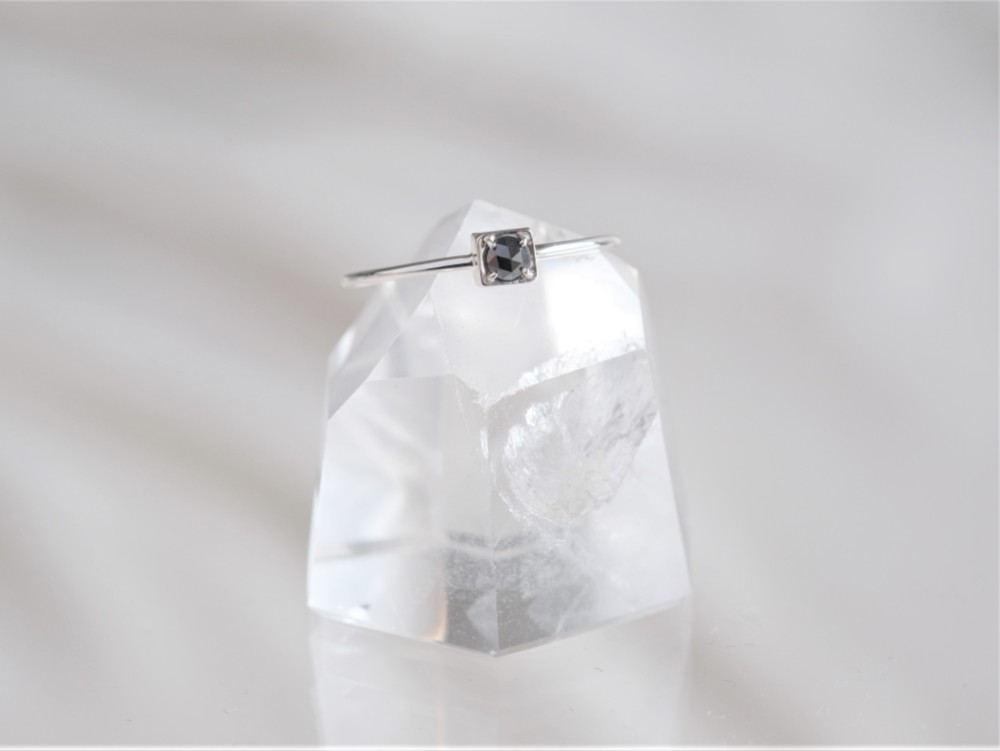 black diamond ring：ブラックダイヤモンド　シルバーリング　silver925　フリーサイズ