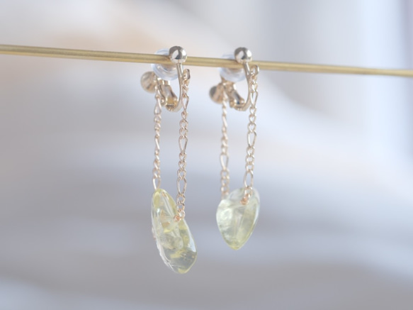 lemon quartz swing chain：レモンクオーツピアス　イヤリング 2枚目の画像