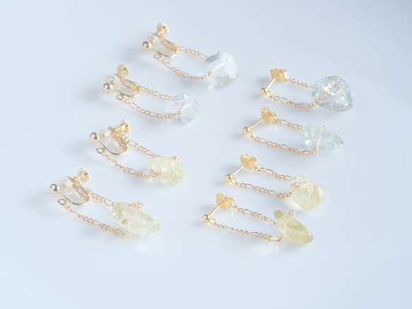 lemon quartz swing chain：レモンクオーツピアス　イヤリング 6枚目の画像