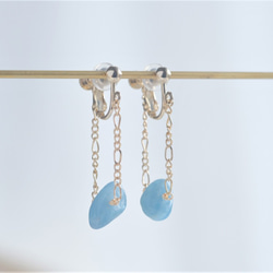 aquamarine swing chain earring：アクアマリン×フィガロチェーン 1枚目の画像