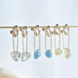 aquamarine swing chain earring：アクアマリン×フィガロチェーン 3枚目の画像