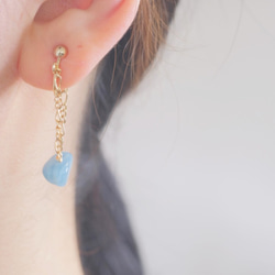 aquamarine swing chain earring：アクアマリン×フィガロチェーン 7枚目の画像