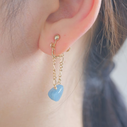 aquamarine swing chain earring：アクアマリン×フィガロチェーン 8枚目の画像