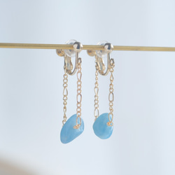 aquamarine swing chain earring：アクアマリン×フィガロチェーン 10枚目の画像