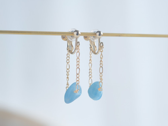 aquamarine swing chain earring：アクアマリン×フィガロチェーン 10枚目の画像