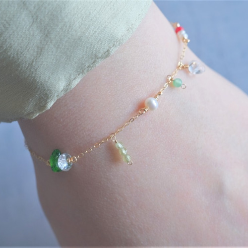 cream soda bracelet：天然石ブレスレット クロムダイオプサイド