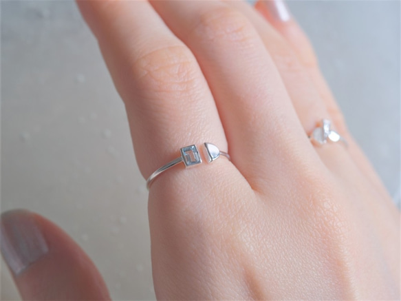 blue topaz geometric ring シルバー925　スカイブルートパーズ　幾何学モチーフ 6枚目の画像